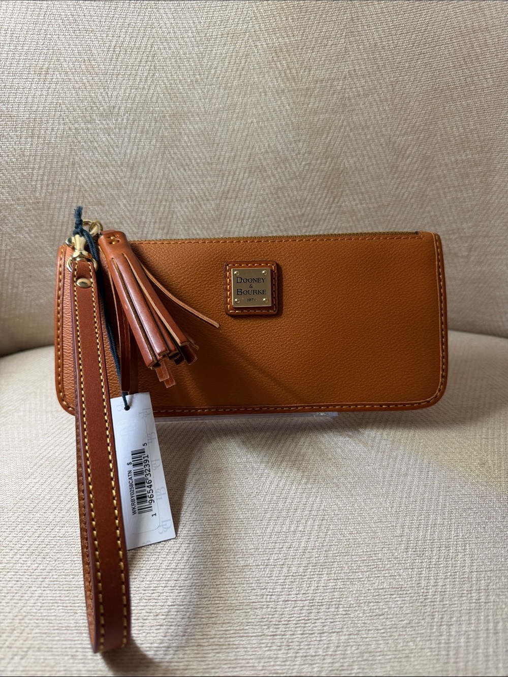 Dooney & Bourke Caramel Leather Tassel Wristlet